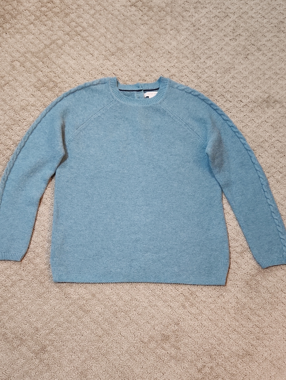 Tabitha Webb Light Blue Lambswool Cable Knit Sweater Size Medium